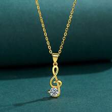 1 pieza Collar con colgante de nota musical de acero inoxidable, joyería de diseño elegante y de lujo de moda como regalo - collar de nota musical - Ver 2