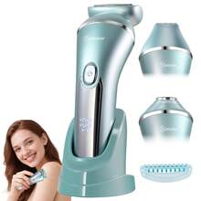 HATTEKER 1pc Women's Electric Shaver, 3-In-1 Multifunctional Waterproof Epilator With Charging Base - View 2