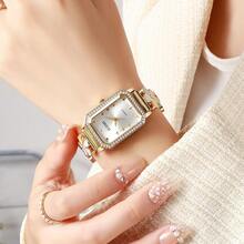 1件时尚精致花卉石英表，精准计时女士腕表，促销/年终/生日/节日礼物 - 金色 - 查看 5