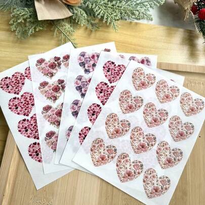 Heart Floral Texture Pattern Polymer Clay Transfer Paper, Various Heart-Shaped Floral Texture Transfer Paper, Single-Use Transfer Paper, Suitable For DIY Earrings And Jewelry Making, Unique Handmade Crafts