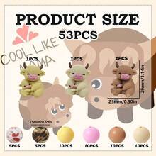 30/53pcs Cow-Themed Silicone Bead Set - Yellow & Brown Cow Parent-Child Design - Adorable Animal Beads - Ideal For DIY Keychains, Necklaces, Bracelets, Decorative Pens, Jewelry And Pendants - Great For Mother's Day, Father's Day, Birthday Gifts - Parent-child Cow Series - View 13