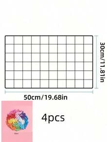 1pc Black/White Iron Wire Grid Wall Shelf With Ledge - Multi-Compartment Storage Rack For Home, Office, Dorm Decor - Space-Saving Photo, Plant & Accessory Display Board, Dorm Decor, Classic Design, Sturdy Structure, Hanging Shelf - Multicolor - View 18
