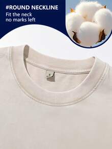 Men's Cotton T-Shirts Oversized Unisex Short Sleeves Casual Loose Wash Solid Basic Tee Tops Vintage Washed Basic Loose Tees - màu đen - Xem 3