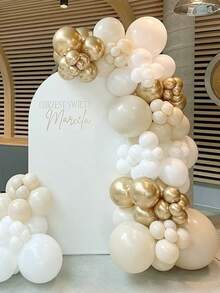 这款香槟金色金属气球拱门活动套装包含 18/12/10/5 英寸香槟金色金属气球，共计 8/64/125/166 个，适用于生日主题/婴儿派对/婚礼/新娘派对/周年纪念/毕业季（含丝带和打结器）。 - 查看 2