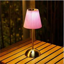 Đèn bàn LED xếp ly hiện đại, điều khiển cảm ứng, 3 mức nhiệt độ màu, có thể điều chỉnh độ sáng, cấp nguồn USB, sử dụng trong nhà, đế kim loại, chao đèn bằng vải xếp ly - Đèn ngủ cạnh giường - Nhiều màu - Xem 9