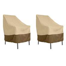 Classic Accessories - Funda para Silla de Patio de 25.5 Pulgadas Resistente al Agua 2 Unidades Fundas para sillas al Aire última intervensión - Guijarro - Ver 1
