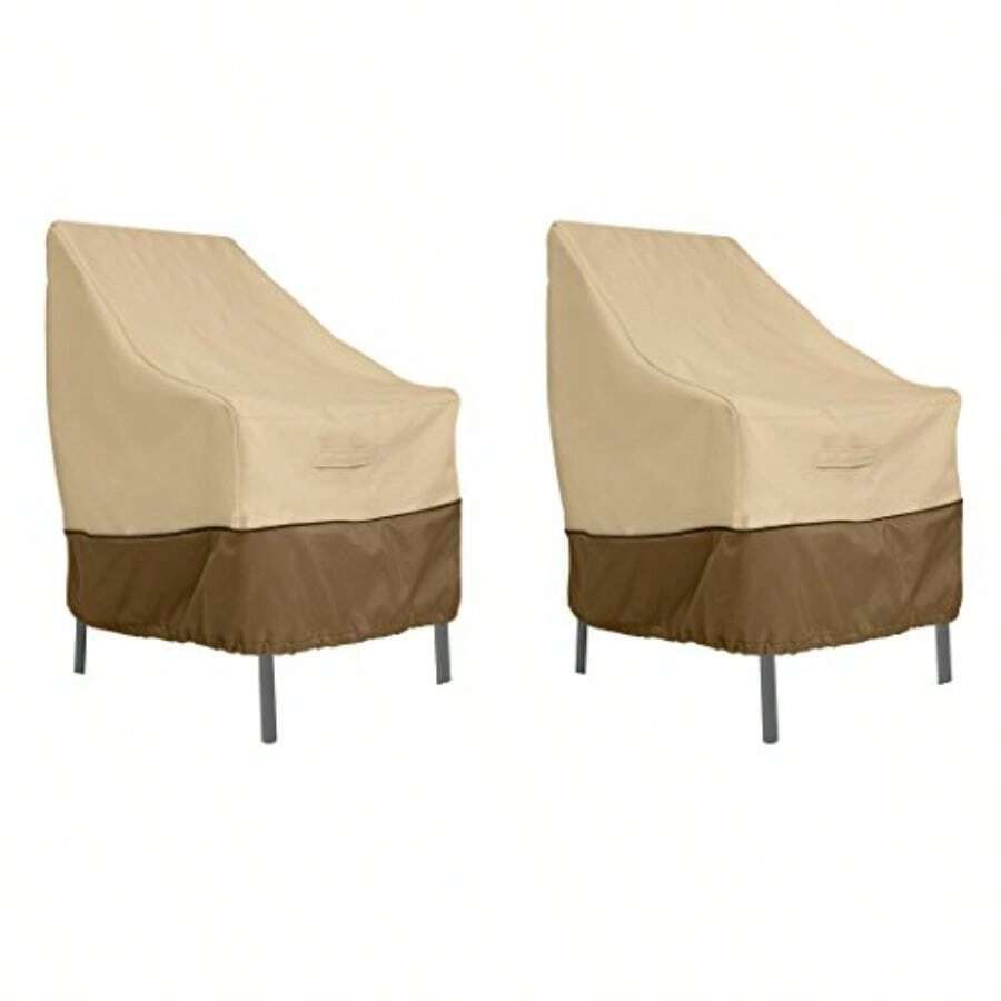 Classic Accessories - Funda para Silla de Patio de 25.5 Pulgadas Resistente al Agua 2 Unidades Fundas para sillas al Aire última intervensión - Guijarro - Ver 1