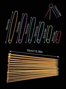 Bộ 2 kim đan bằng tre cacbon hóa đầu nấm 5.0mm-6.5mm/7.0mm-10.0mm + 7 phụ kiện dụng cụ đan len. - Bộ dụng cụ cacbon hóa một điểm - Xem 11