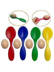 8 pièces Jeu de course de cuillère à œufs de Pâques, jeu de course de cuillère à œufs de carnaval, convient pour les activités familiales, la chasse aux œufs de Pâques dans la cour, les jeux de pelouse pour anniversaire, le sport amusant d'équilibre d'œuf sur cuillère, le jeu de course d'équilibre d'œuf sur cuillère, cadeau pour fête d'anniversaire, set de jeu de course de cuillère, course de relais d'œufs, jeux d'œufs en plastique pour l'extérieur - Voir 10
