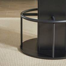 3-Piece Bar Table And Stool Set, 31.5-Inch Round Table With Two Stools, Wooden Dining Table With Ring-Shaped Metal Footrest. Suitable For Dining Rooms, Cafes, Bars, Living Rooms, Etc. - Black - View 8