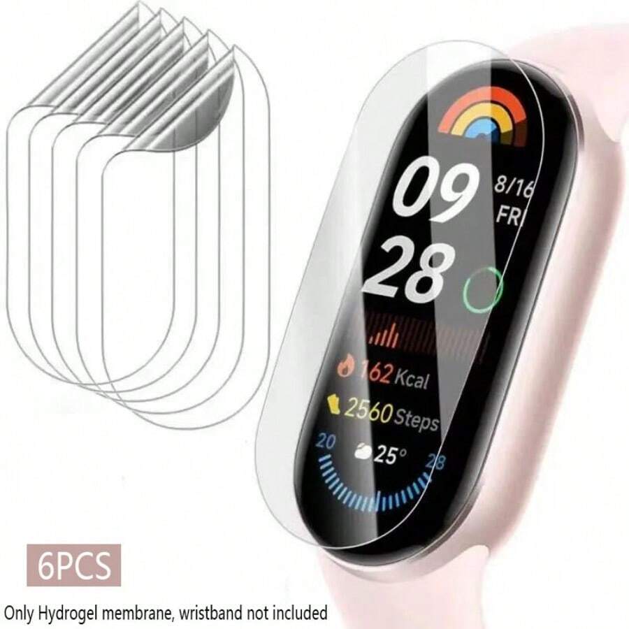 OUKNOEO 6片/套 透明亮面软质智能手表屏幕贴膜，兼容小米手表/手环10/9/8/7 Pro/6/5系列，24小时自动修复气泡，高清TPU材质 - 6Pcs - 查看 1