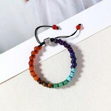 7 Chakra Energy Healing Double Layer Bracelet, Natural Stone Colorful Beaded Wrist Accessory, Yoga & Meditation Exclusive Jewelry, Couples & Best Friends Birthday Gift - Multicolor - View 5