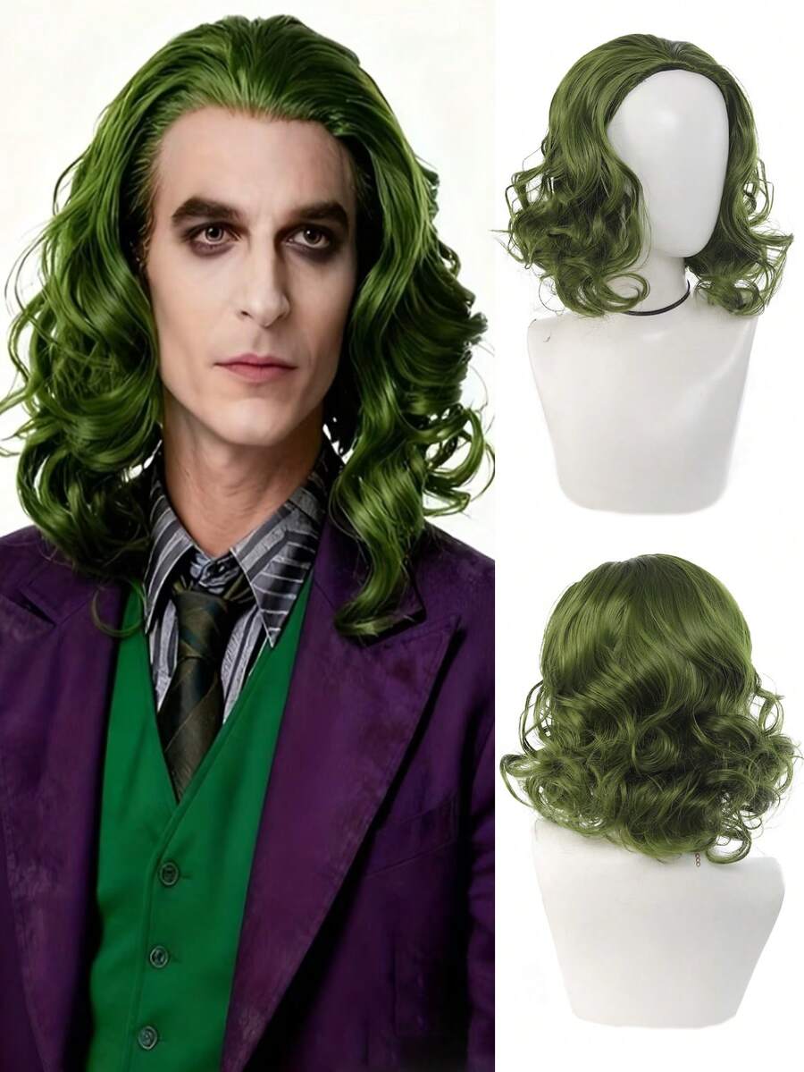 小丑绿色假发，男女皆宜，完美搭配小丑服装。采用耐高温合成纤维制成，是派对、节日和角色扮演的理想之选。 - 綠色 - 查看 1