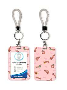 1pc Cute Dachshund Card Holder Set, High-Quality Student/ID Card Protector With Woven Lanyard, Lightweight And Portable For Commuting, Office, Daily Use - Rectangle - View 2