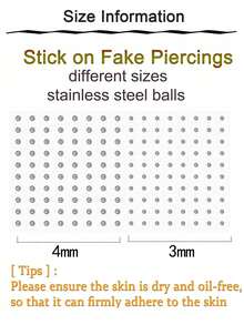 Fake Piercings Fake Face Piercing Fake Lip Stud Fake Nose Stud Stick On Fake Bridge Eyebrow Piercing Fake Eyebrow Ring Fake Piercing Balls Face Gems Hair Gems Hair Jewels Face Jewels Eye Jewels Stick On Hair Gems Sticky Hair Rhinestones Face Rhinestones For Prom Halloween Music Festival - Sticker - View 9