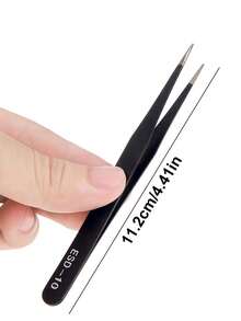 6pcs Precision Tweezers Set, ESD Anti-Static Stainless Steel Tweezers, Suitable For Handcraft, Experiment, Repair Tools - Multicolor - View 6