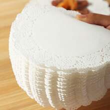 50pcs Round White Paper Doilies, Lace Baking Cups, Suitable For Crafts, Tableware Decor, Party, Wedding, Cakes, Desserts, Baking, Grilling, Fried Foods - White - View 6