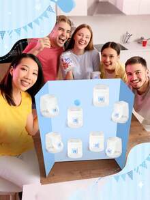 44pcs/Set - Baby Shower Party Game: Fun Baby Shower Diaper Game Set (Game Board Not Included) - Most Fun Baby Shower Party Game: Feed Me! Party Game Selection - Funny Gender Reveal Diaper Game - Neutral Set (Blue) - Multicolor - View 7