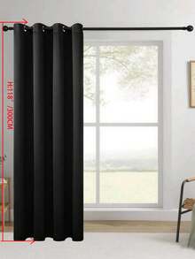 Cortina divisória blackout estilo clássico (1 peça) - Painel superior com ilhós para privacidade e isolamento acústico - Tecido liso de poliéster de alta precisão para porta de pátio ou quarto - Cortina sem cordão com tema campestre para todas as estações, ideal para quarto e sala de estar. - Preto - Ver 48