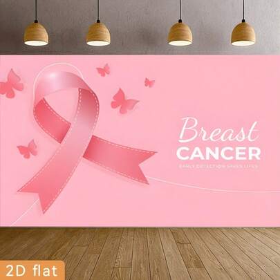 2D Düz Afiş, 1 Adet Meme Kanseri Farkındalık Arka Plan Afişi - Pembe Çizgili ve Kadınsı Tasarım, Canlı Çiçek Deseni, Vinil Kumaş, Yardım Faaliyetleri, Partiler ve Oda Dekorasyonu İçin Çok Uygun, Parti Arka Planı | Canlı Tasarım | Vinil, Meme Kanseri Farkındalık Dekorasyonu. Çeşitli Stiller ve Boyutlar Seçilebilir.