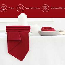 12pcs Solid Color Cloth Napkins, Washable Cotton Table Napkin For Household Dining Fall Autumn Decor Wedding Hotel 45*45cm - Red - View 3