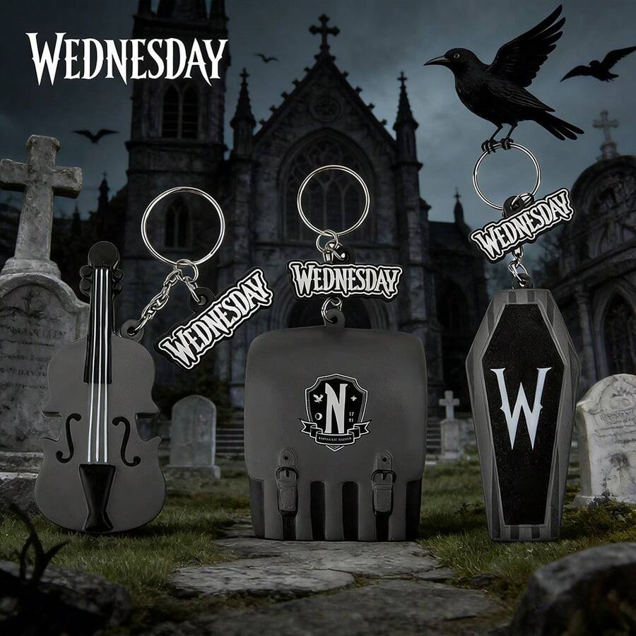 MGM 1PC Wednesday Officially Licensed Squishy Keychain 3D Figurine Bag Clip Anime Figure Keychain Cute Cartoon Collector Keyring Backpack Decor Birthday Christmas Gift - FB-cR2777 - View 1