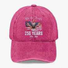 1pc We The People 250 Years Hat 1776-2026 Patriotic USA Anniversary Cap Unisex Vintage Washed Baseball Cap Retro Distressed Dad Hat Soft Adjustable Printed Streetwear Unisex Cap For Men Women - 黑色 - 查看 5
