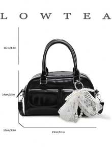 2024 New Niche Bowling Bag, Women's Underarm Bag, Spring/Summer Shoulder Bag, Elegant Boston Bag With Pendant (Sold With Pendant) - Black - View 3