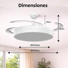 72W LED Fan With Light – Ultralight And Silent Invisible Fan With Remote Control And Retractable Blades Φ52*H40 Cm – Cold/Neutral/Warm Light For Indoors – OstarkDom-LEDUNI - 72W-white - View 7
