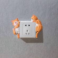 1 Set Adorable Cat Wall Decor - Cute Pet Switch Decor, Corner Decor, Outlet Cover Cat Decor, Interesting Design, Holiday Decor, Gift, Suitable For Any Home Decoration - one-size - View 10