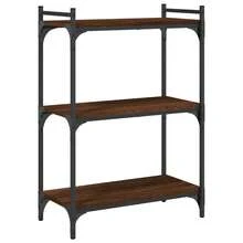 Bookcase 3-Tier Brown Oak 60x30x86 Cm Engineered Wood - Brown - View 2
