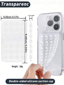 1pc Double-Sided Silicone Phone Sticky Grip Handle, Suction Phone Case Stand, Hands-Free Sticky Phone Handle For Selfie And Video, Mobile Finger Grip Stand, Wall Mount, Car Holder, Home Office Bathroom Kitchen Use, Easy To Clean, No Marks, Soft Touch, Reusable Phone Accessory - 無色 - 查看 5