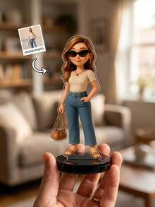 1pc Personalized Figurine Portrait Acrylic Frame Sign Plaque, Custom Photo,Personalized Acrylic Frame Sign Plaque Stand For Home Decor & Anniversary Keepsake Gift,Personalized Custom Shaped Acrylic Signboard - Multicolor - View 8