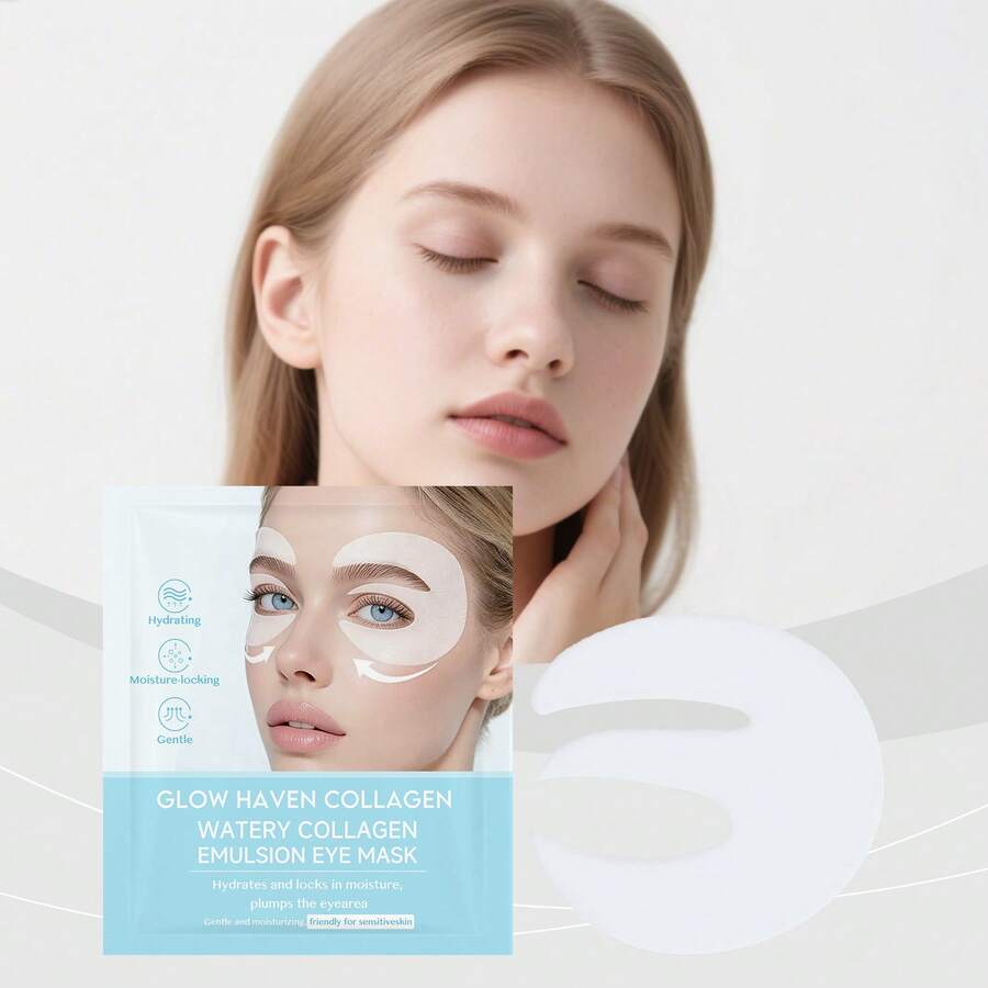 GLOW HAVEN Máscara de ojos con emulsión de colágeno acuosa - Hidratante y bloqueador de humedad - Parches para el contorno de ojos, fórmula suave para piel sensible, rellena el área del ojo, combate los círculos oscuros/hinchazón/líneas finas, tratamiento de ojos antienvejecimiento con colágeno infundido - multicolor - Ver 1