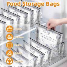 60 piezas Bolsas de almacenamiento de aluminio reutilizables perfectas para la organización de la cocina en el refrigerador o congelador, 3 tamaños con cierre hermético para conservar frescos frutas, verduras, carnes, granos, frutos secos y aperitivos. Bolsas sellantes para preservación de alimentos, accesorios de cocina. - Multicolor - Ver 4