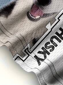 Ensemble de sport décontracté pour hommes avec imprimé chien husky, costume à manches courtes imprimé en 3D, chemise à col rond surdimensionnée, ensemble 2 pièces - Couleurs mélangées - Voir 3