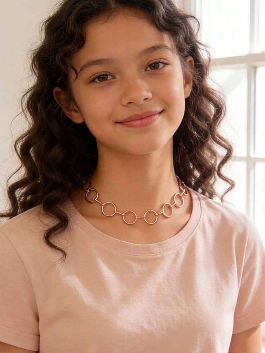 1件时尚几何圆形吊坠项链，独特礼物，适合青少年和日常佩戴