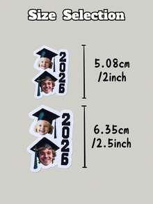 Personalized Portrait Stickers, Custom Portrait Confetti, Custom Text Stickers, High School And College Graduation Cap Custom Stickers Set, Personalized ID Photo Printing Paper, Custom Face Printing - Multicolor - View 2