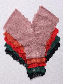 5pcs/Pack Women's Lace Panties, Cute Sweet Lace Trim Low-Rise Briefs - Multicolor - View 3