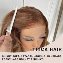 13x4 Synthetic Lace Front Wig, Wavy Lace Front Wig, Pre-Plucked, No Glue Needed, 26 Inches, Instant Wear Wig For Women, Suitable For Beginners - Blonde Highlight - View 6