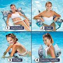 Aqua Original 4-in-1 Monterey Hammock Pool Float and Water Hammock Multi-Purpose Inflatable Pool Floats for Adults Patented Thick Non-Stick PVC Material - Resort Hamaca Antigua Azul - Ver 2