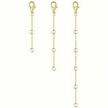 3-Piece Set Of Gold And Silver Stainless Steel Necklace Extenders, Bracelet And Anklet Extenders, Stainless Steel Extenders For Jewelry Making - 金三條紋 - 查看 6
