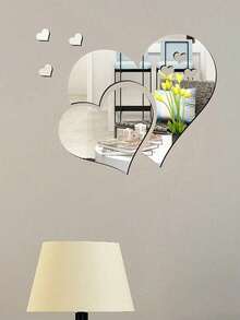 1套3D创意镜面心形极简主义墙贴 - 銀色 - 查看 5