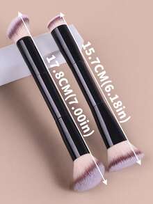 4/2pcs Professional Dual-Ended Face Makeup Brushes, Powder Brush, Blush Brush, Makeup Tools, Soft Fibers, Easy To Carry, Travel Brushes - Black - View 8