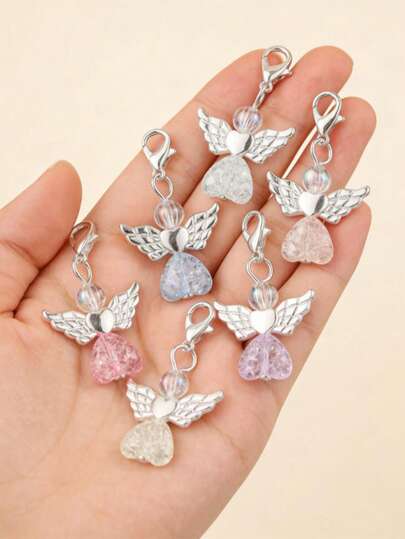 10个心形翅膀吊坠，哥特风和卡哇伊/校园风DIY饰品，随机彩色心形水晶几何优雅天使翅膀项链，男女皆宜的个性化珠宝，适合圣诞节、万圣节、情人节、感恩节，西部风格天使皇冠项链配饰，守护天使，充满爱意的翅膀，送给挚爱的珍贵礼物，饰品，派对小玩意，手链吊坠，珠宝制作饰品，珠子，迷你小物