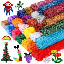 240-delars set med rörrensningsstänger, inklusive 100 st tvinnade rörrensningsstänger och 140 st färgglada pompoms, paljettfiltstavar, flerfärgat set med handgjorda rörrensningsstänger, plyschstänger, gör-det-själv-pyssel, dekorationer, hushållsartiklar - Macaron blandade färger 240-delars set - Visa 4