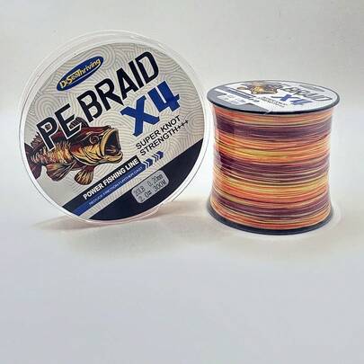 Línea de pesca trenzada - Súper resistente - Resistente a la abrasión - Sin estiramiento - Color llama, 4 hebras