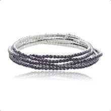 Women's Semi-Jewelry Set, 925 Sterling Silver Plated, Kit Of 5 Elastic Bracelets With Sparkling Rhinestones, Silver Finish - 紫色 - 查看 2