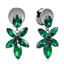 2个闪亮水晶吊坠316不锈钢耳塞 | 优雅耳扩 | 低过敏性身体饰品，适合婚礼和派对 - style-1 - 查看 17