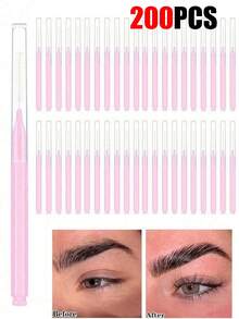 200件套带盖眉刷套装，包含眉毛修剪器、睫毛夹、染色工具、眉睫造型配件 - 彩色 - 查看 27